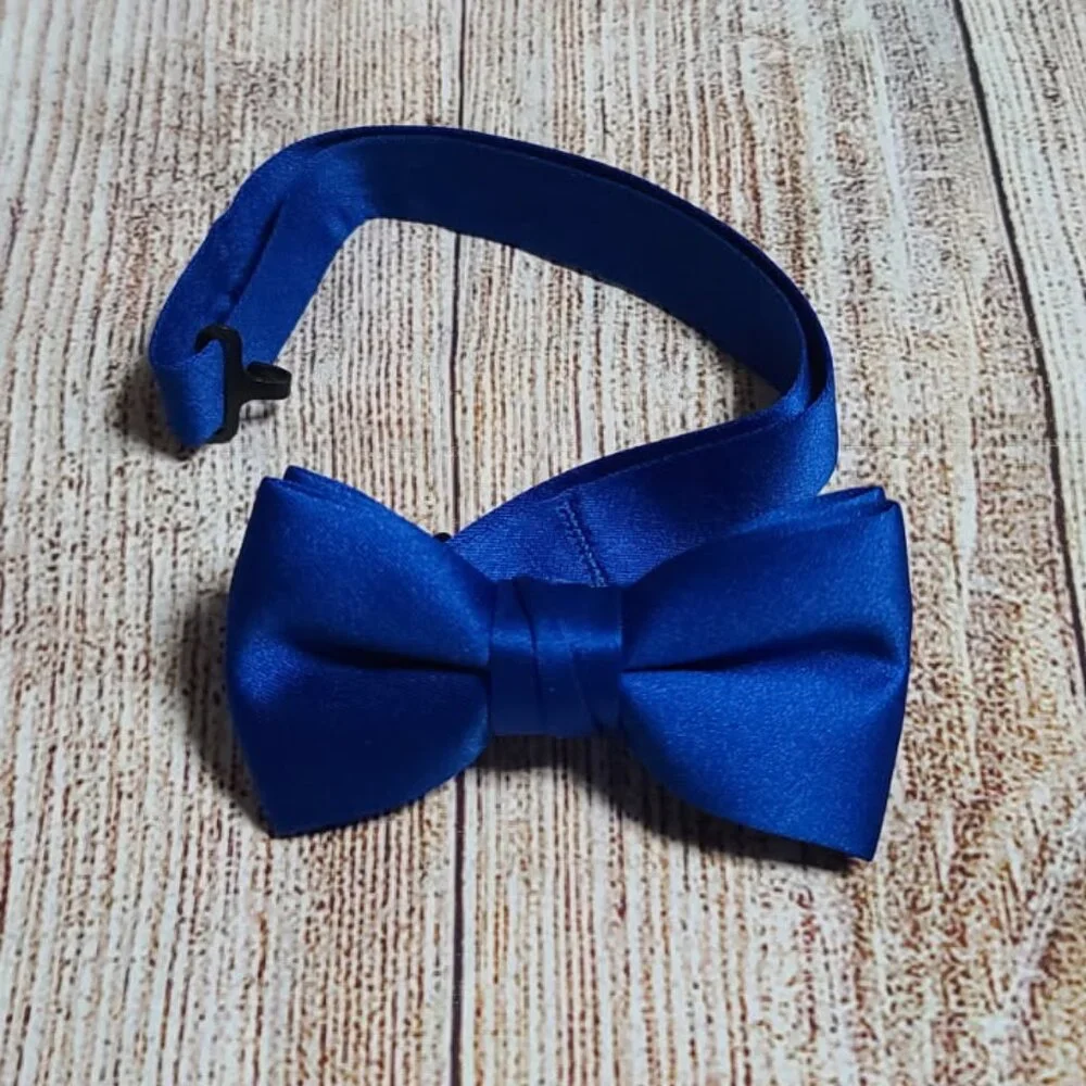 Satin Silk Pre-Tied Bow Tie - Royal Blue - NEW